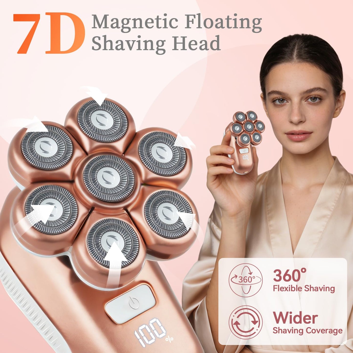 SPOTLESE Electric Razors for Women, 5-in-1 Electric Shaver with 7D Magnetic Head, IPX7 Waterproof Wet Dry Hair Remover with LED Display, Travel Lock Beauty and Personal Care Spotlese