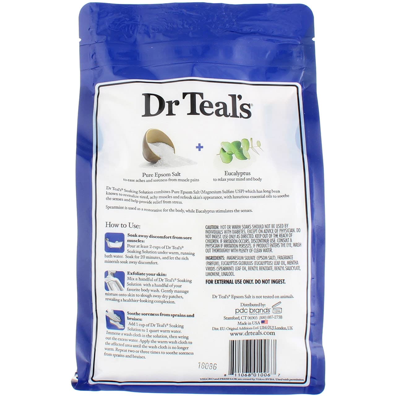 Dr. Epsom Salt Soaking Solution Relax Eucalyptus Spearmint 48 OZ (Pack of 8) Beauty and Personal Care Dr Teal's