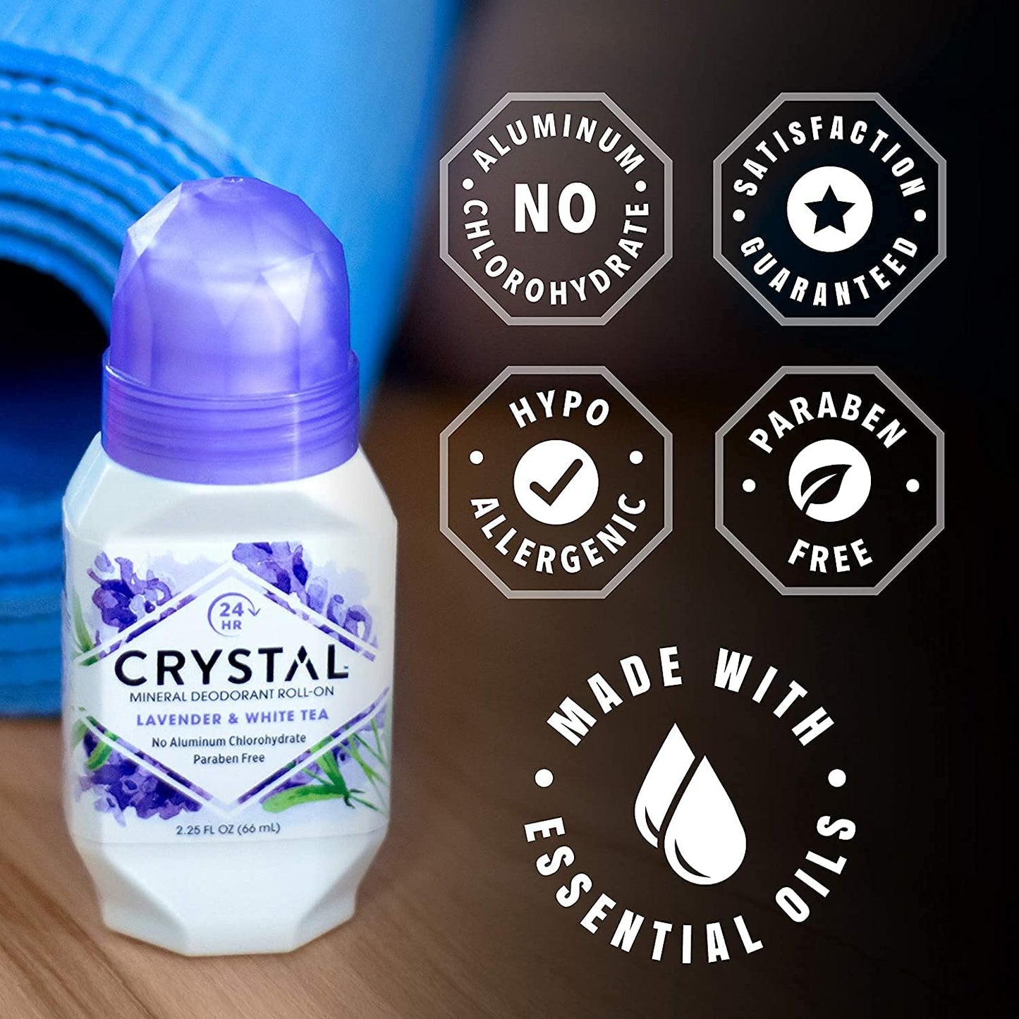 CRYSTAL Deodorant Mineral Deodorant Roll-On, Lavender & White Tea 2.25 oz (Pack of 5) SG_B002F8I8VS_US Beauty and Personal Care Crystal Essence