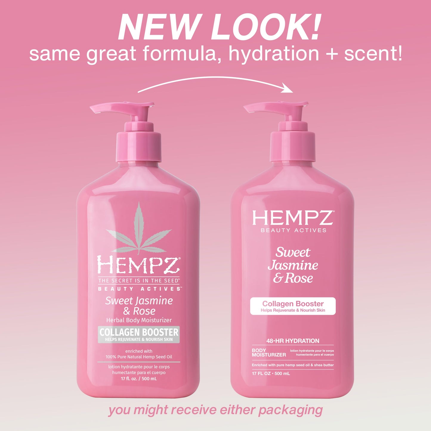 Hempz Sweet Jasmine & Rose Herbal Body Moisturizer for Women, 17 Fl. oz. - Moisturizing Lotion with 100% Pure Hemp Seed Oil, Collagen, Shea Butter Beauty & Personal Care Hempz