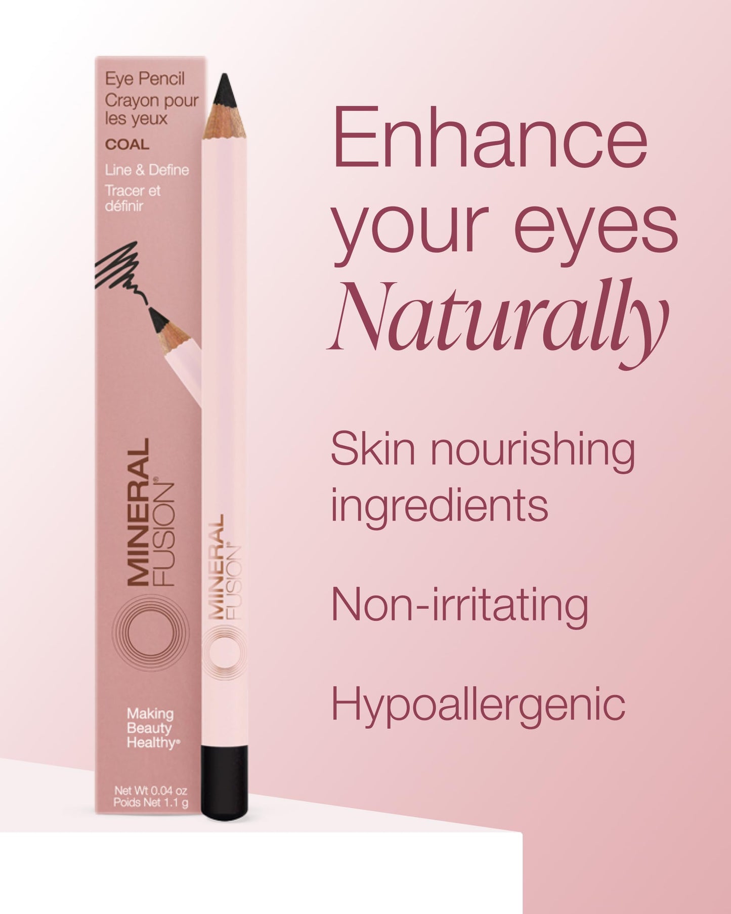 Mineral Fusion Eye Pencil (Black - Coal) - Eyeliner with Soothing Chamomile, Meadowfoam & Vitamin E - Smooth & Long Lasting, Hypoallergenic Beauty & Personal Care Mineral Fusion
