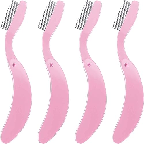 4 Packs Folding Eyelash Comb, Stainless Steel Metal Teeth Eyebrow Separator Comb Lash and Brow Makeup Applicator Brush Professional Tool for Define Beauty & Personal Care TecUnite