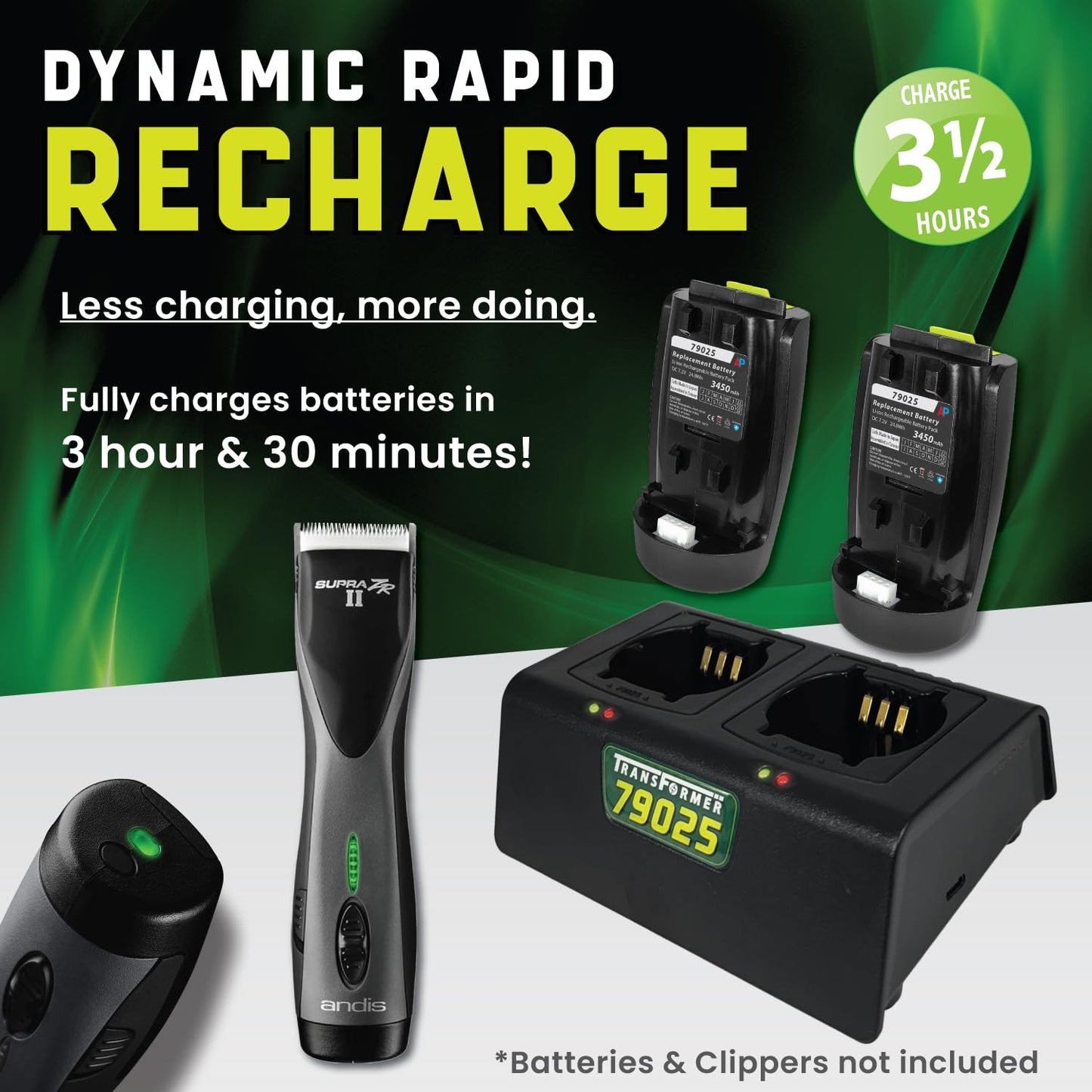 Artisan Power Battery Charger for Two Andis Supra ZR II and Pulse ZR II Clipper Batteries (79025 and DBLC-2) Durable Connectors, LEDs Status and PD Beauty and Personal Care Artisan Power
