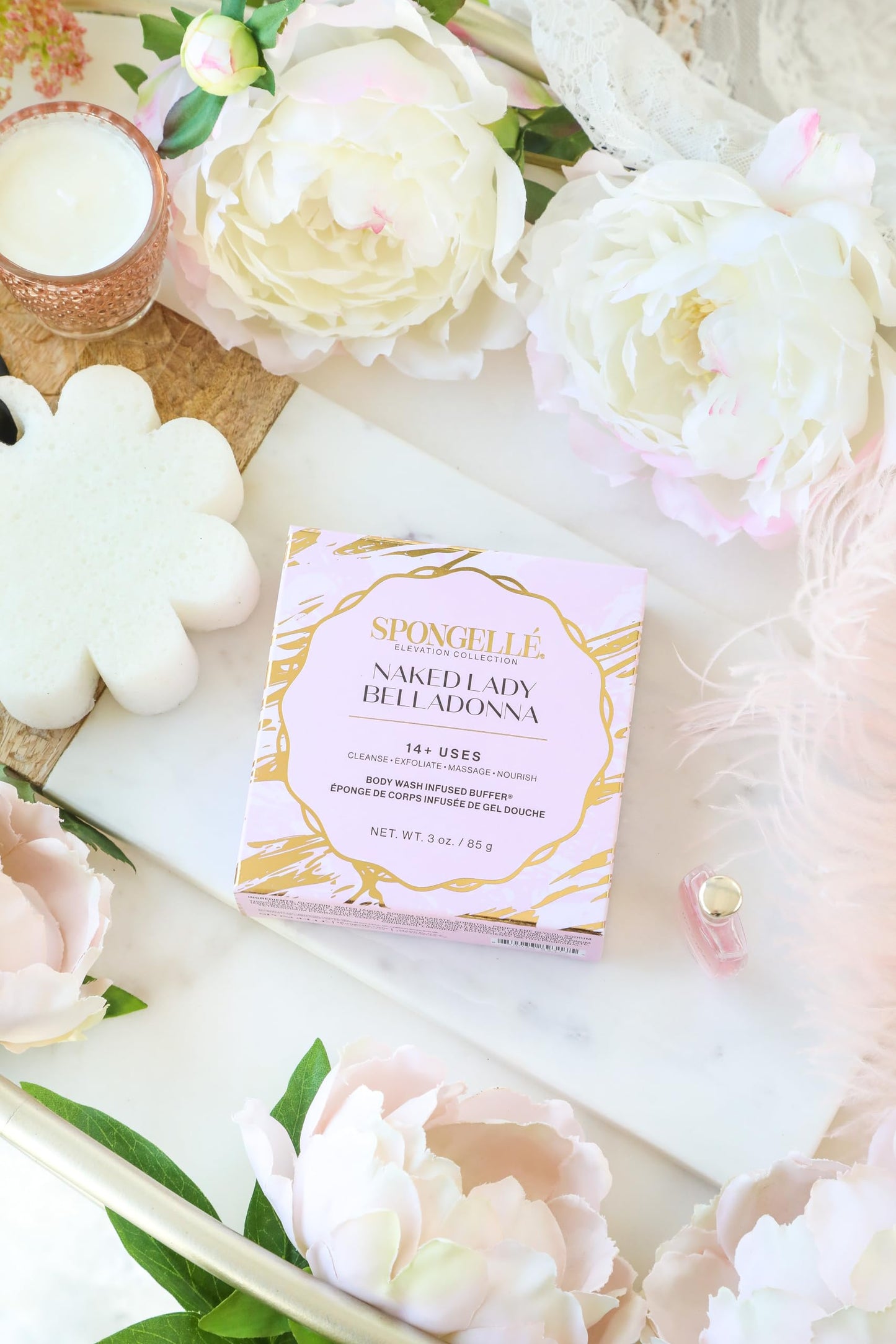 Spongelle Naked Belladona Elevation Body Buffer - Bath & Shower Loofah for Women - Cleanse, Exfoliate, and Nourish in one Easy Step - Cruelty-Free Beauty and Personal Care SPONGELLÉ