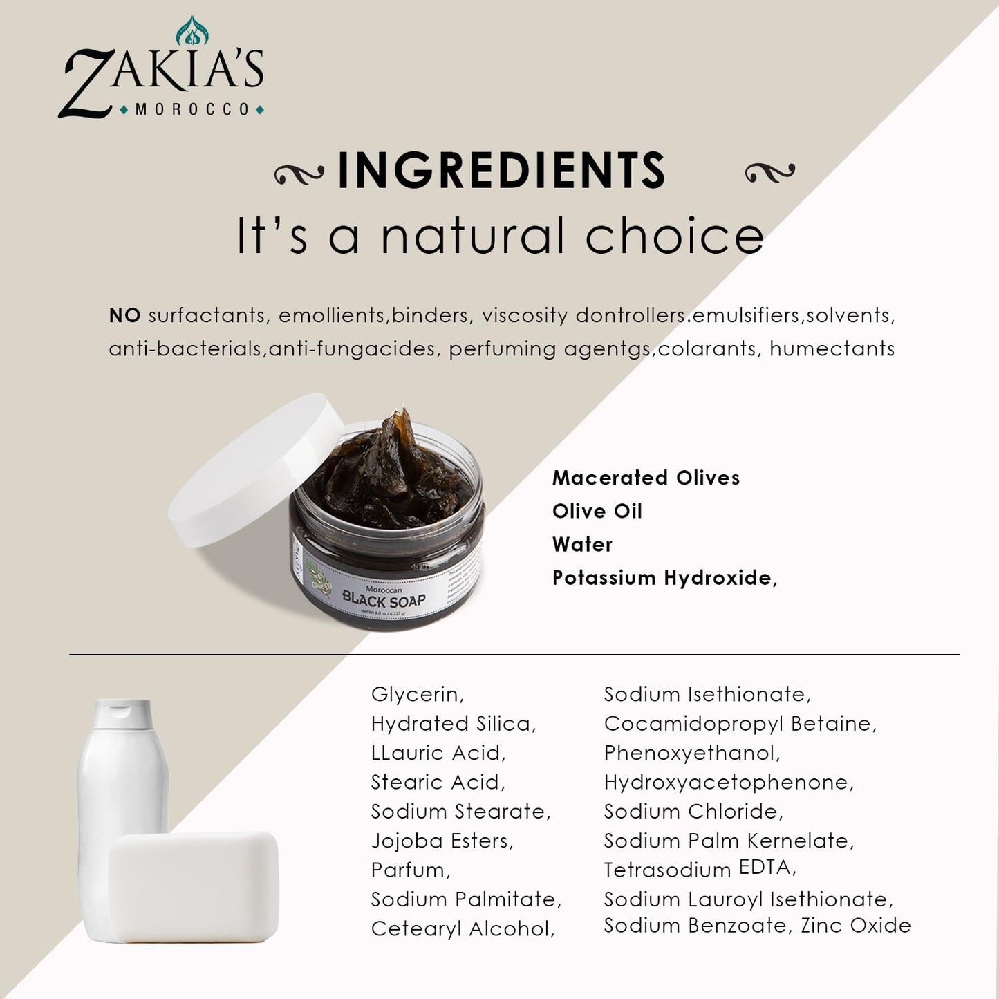 Zakia's Morocco Black Soap (Beldi Soap) with Orange Blossom - 100% natural Moroccan Black Soap, Body Scrub, Pure & Natural, Purifying, Cleansing Beauty & Personal Care Zakia's Morocco
