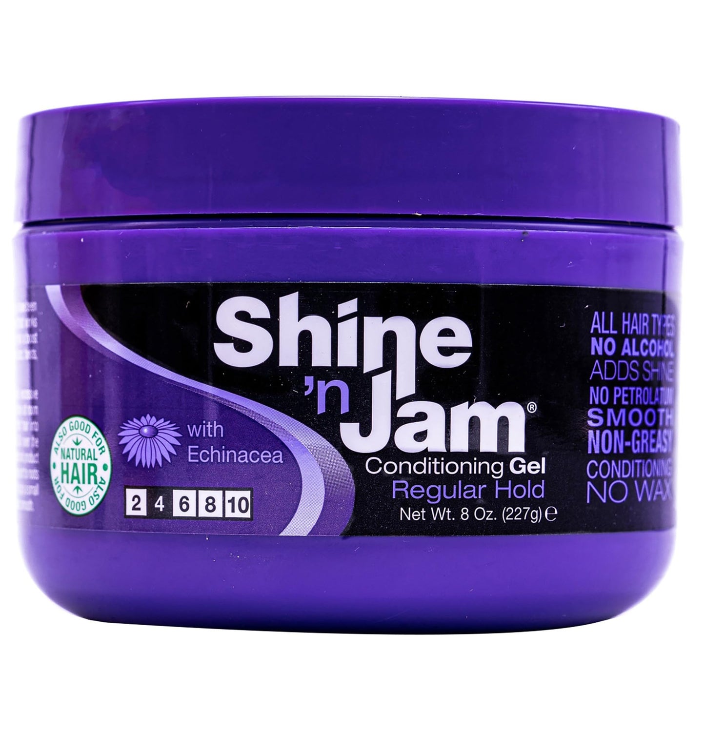 Ampro Shine-n-Jam Regular - Infused with Echinacea to Encourage Hair Growth - Great for Taming Fringe, Ponytails, Soft Weaves, and Braids - Keeps Beauty & Personal Care AmPro