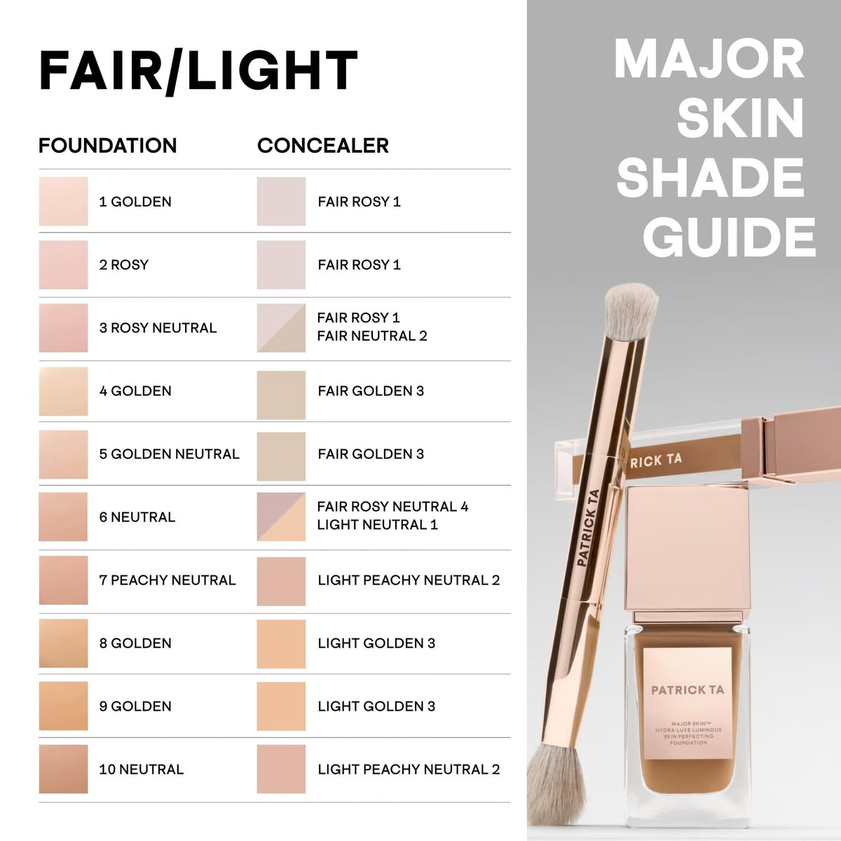 Patrick Ta MAJOR SKIN Soft Blur Brightening Concealer, Liquid, Luminous Finish, Hydrating, for Face Makeup, Golden Medium to Tan (Light Golden 3)