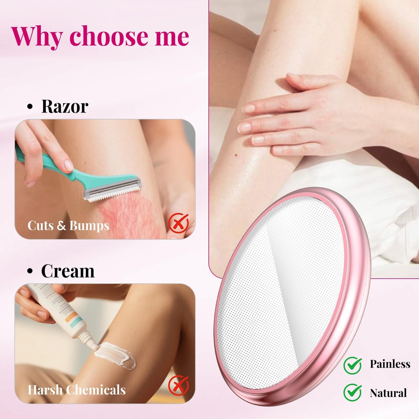 Zixsavk Crystal Hair Eraser for Women and Men, Reusable Crystal Hair Remover Magic Painless Exfoliation Hair Removal Tool, Magic Hair Eraser Device Beauty and Personal Care Zixsavk