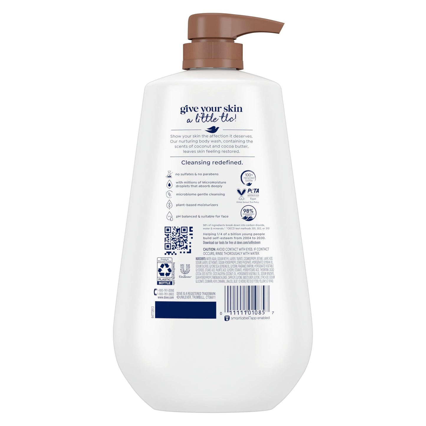 Dove Body Wash with Pump Restore Coconut & Cocoa Butter for 24hr Lotion-Soft Skin Moisturizing Skin Cleanser with No Sulfates No Parabens 30.6 Oz Beauty & Personal Care Dove