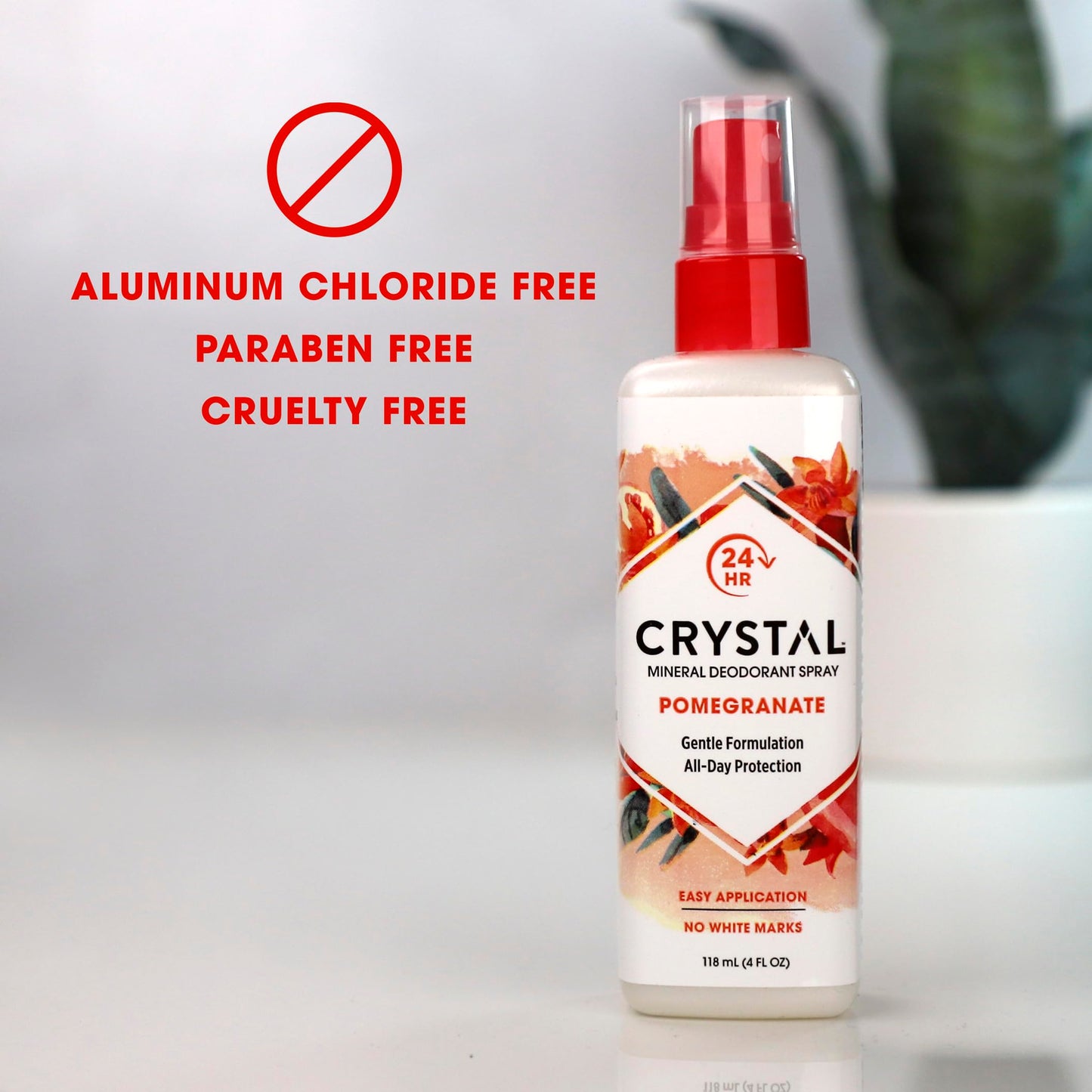 CRYSTAL Mineral Deodorant Spray- Body Deodorant With 24-Hour Odor Protection, Non-Staining Pomegranate Spray, Aluminium Chloride & Paraben Free, 4 FL Beauty and Personal Care Crystal Essence