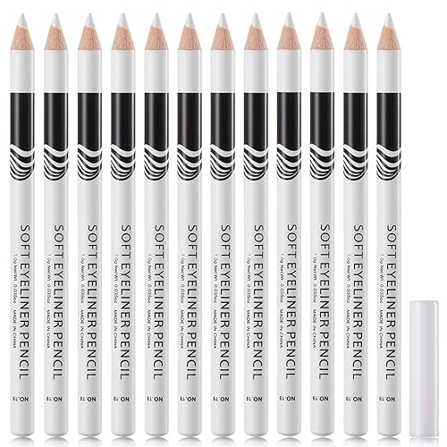 WENJLYJ 12 PCS White Eyeliner Pencils,Professional Long Lasting Waterproof Makeup Pencils,Highly Pigmented Inner Corner Eye Highlighter Eyeliner Beauty & Personal Care WENJLYJ