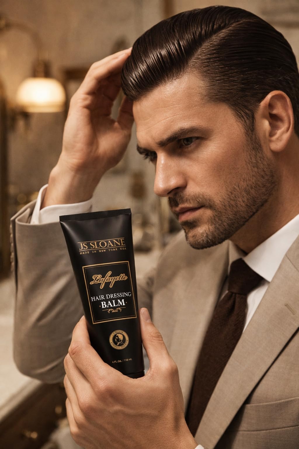 JS Sloane Hair Dressing Balm for Men - Lightweight Styling Cream for Shine & Texture - Restores Dry, Thick & Coarse Hair - Non-Greasy, Medium Hold Beauty & Personal Care JS Sloane
