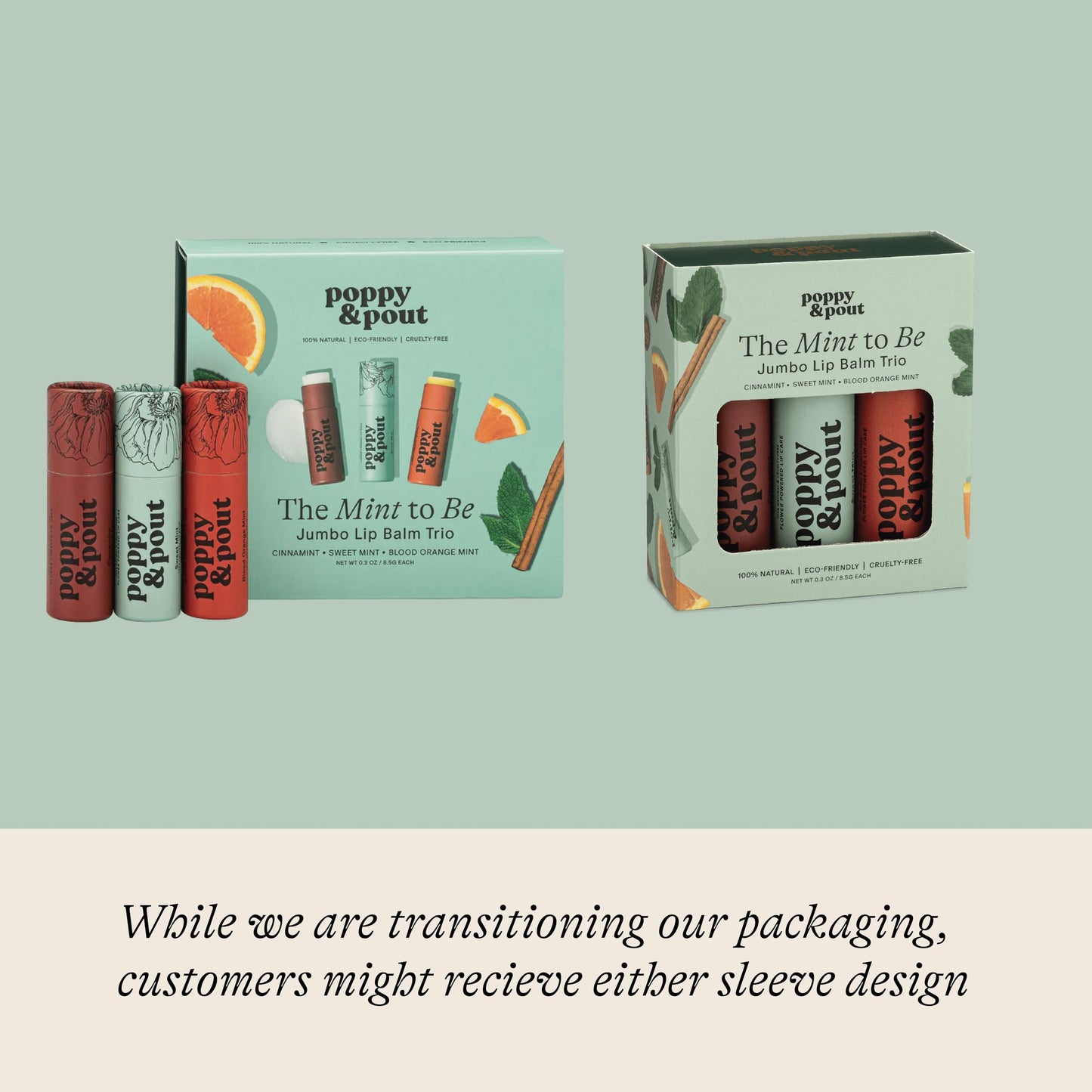 Jumbo Lip Balm Gift Set (3-Pack, Minty Flavors) - Poppy & Pout All Natural Lip Balms & Moisturizers - Hydrates with Beeswax, Vitamin E, Organic Beauty and Personal Care Poppy & Pout