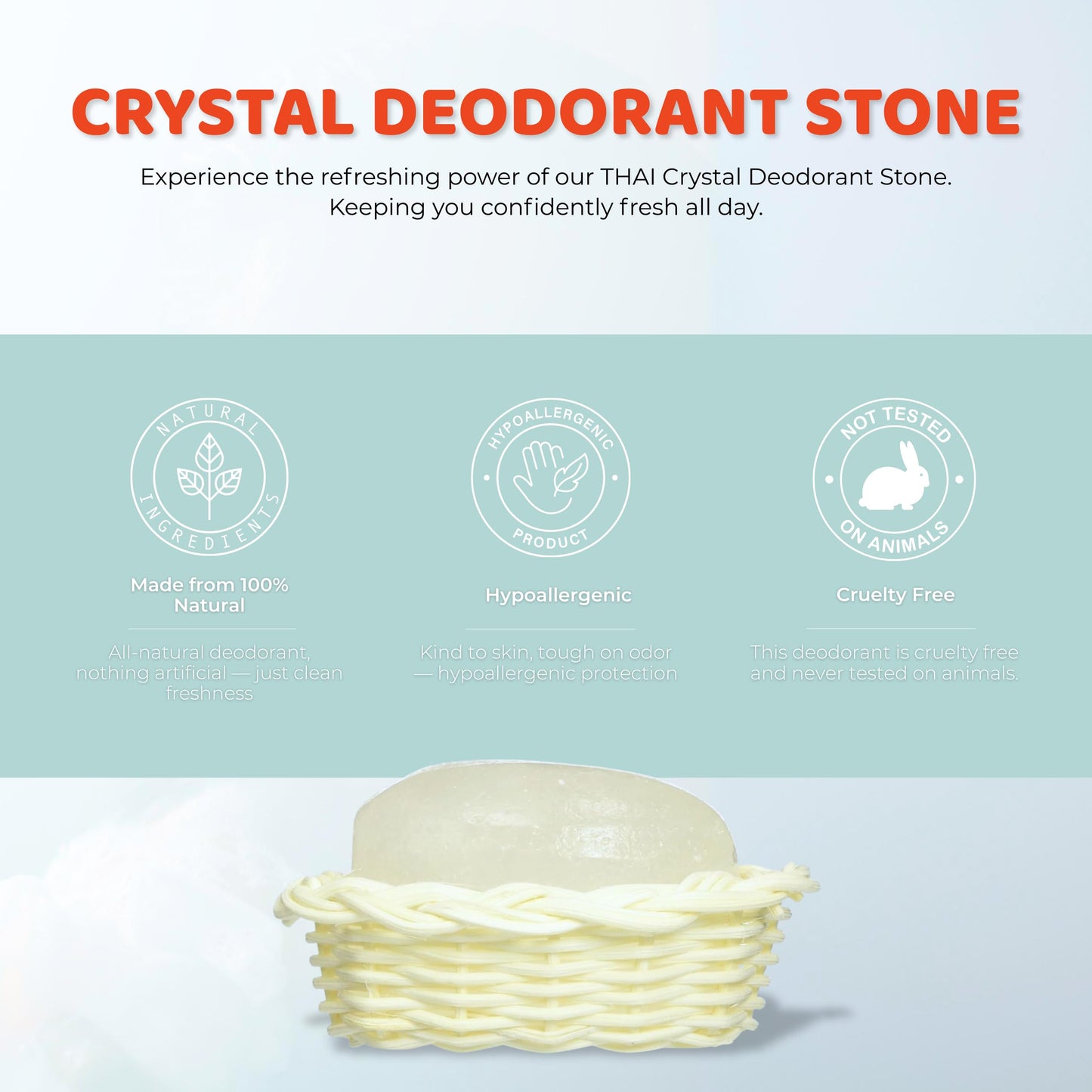 Thai Deodorant Stone Crystal Stone in Basket Beauty and Personal Care Thai Deodorant Stone