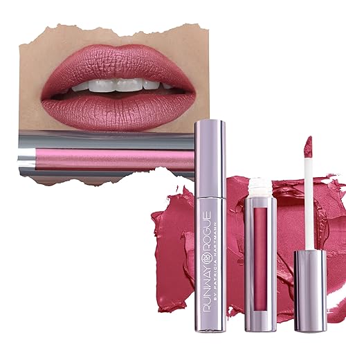 Runway Rogue Silk Glam Liquid Lipstick, Long Wear Frosted Berry-Rose Lipstick, ‘First Class’ Beauty & Personal Care Runway Rogue