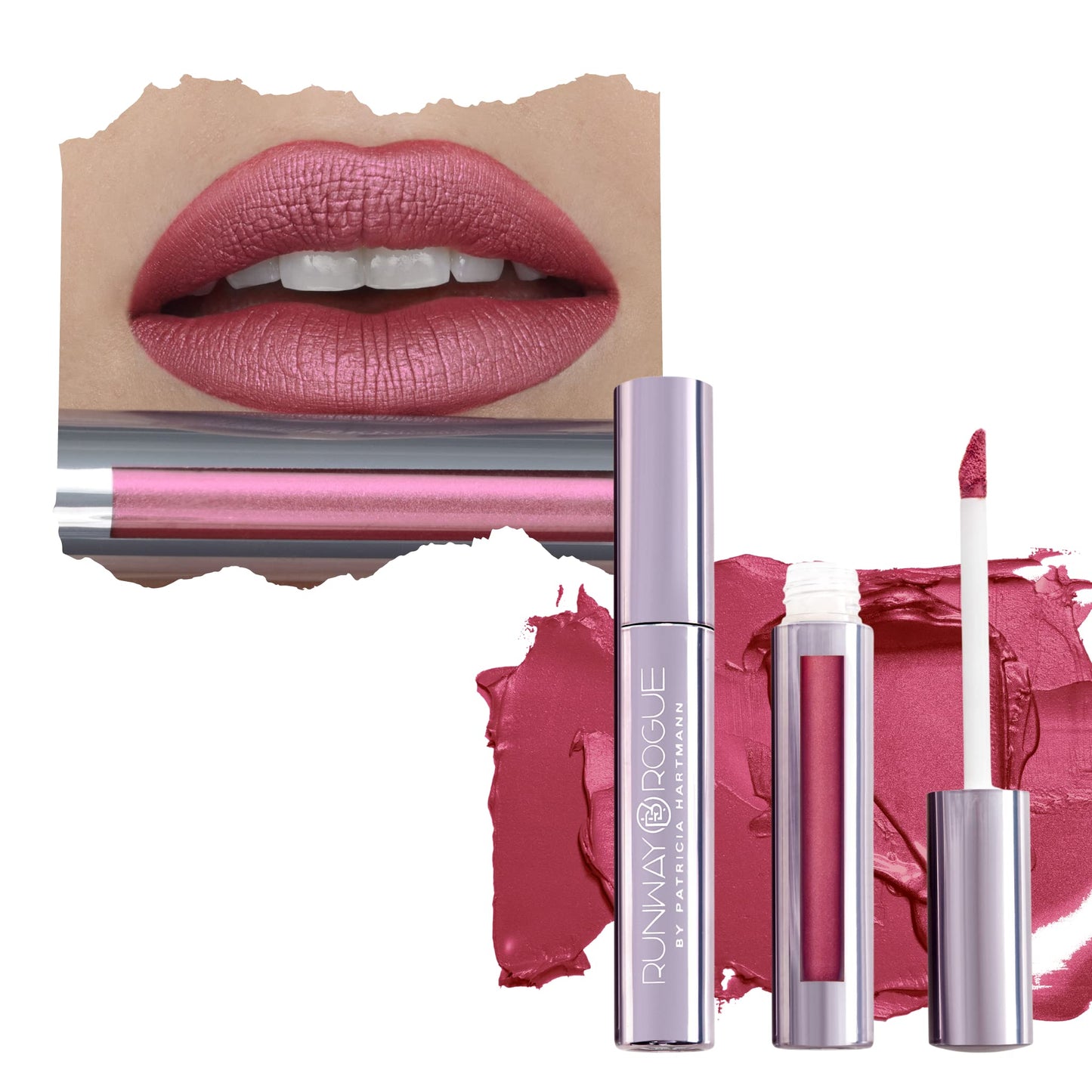 Runway Rogue Silk Glam Liquid Lipstick, Long Wear Frosted Berry-Rose Lipstick, ‘First Class’ Beauty & Personal Care Runway Rogue
