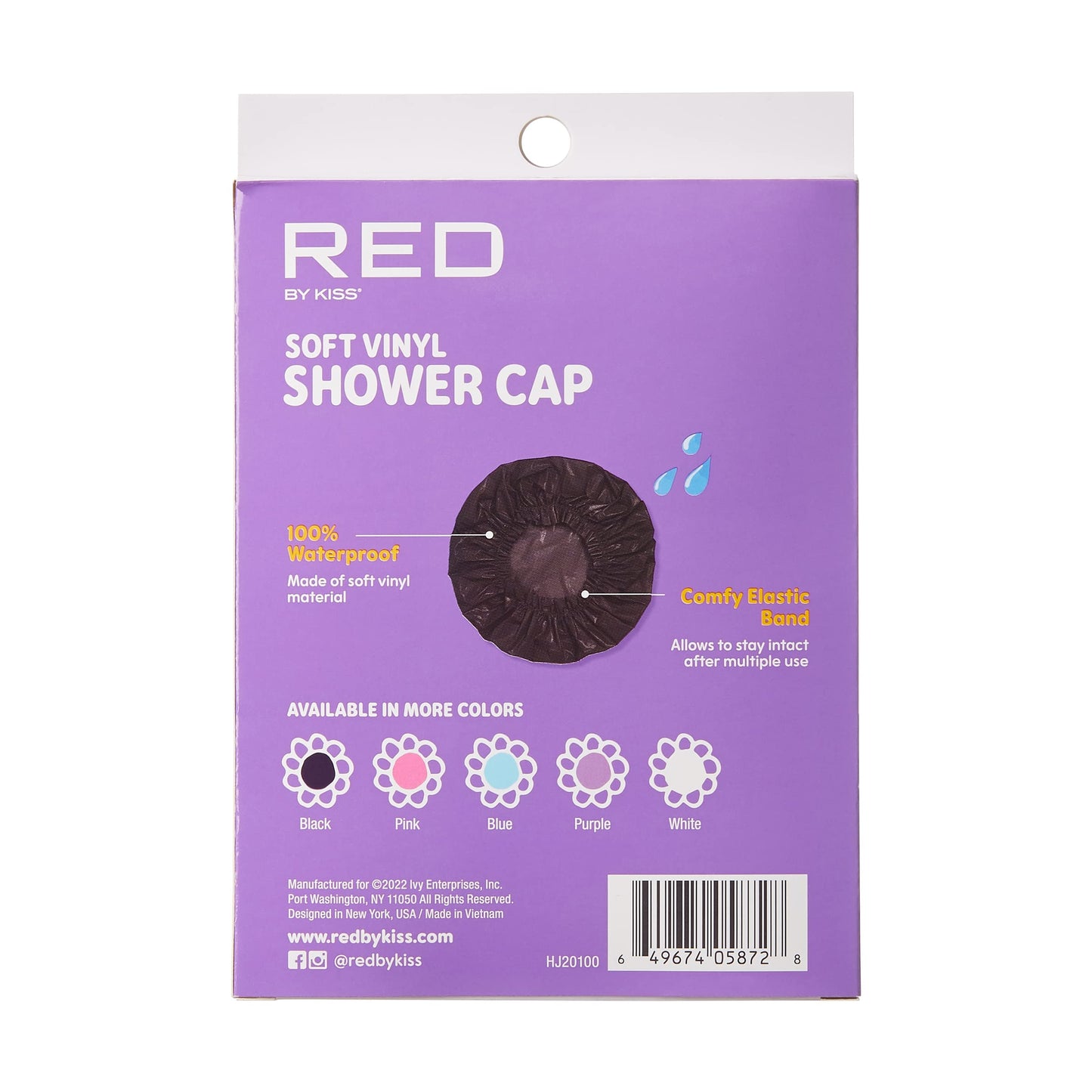 Red by Kiss Kids Shower Cap Reusable Waterproof soft Vinyl Washable Hair Caps for Kids Shower Caps for Boys and Girls Beauty and Personal Care Red by Kiss