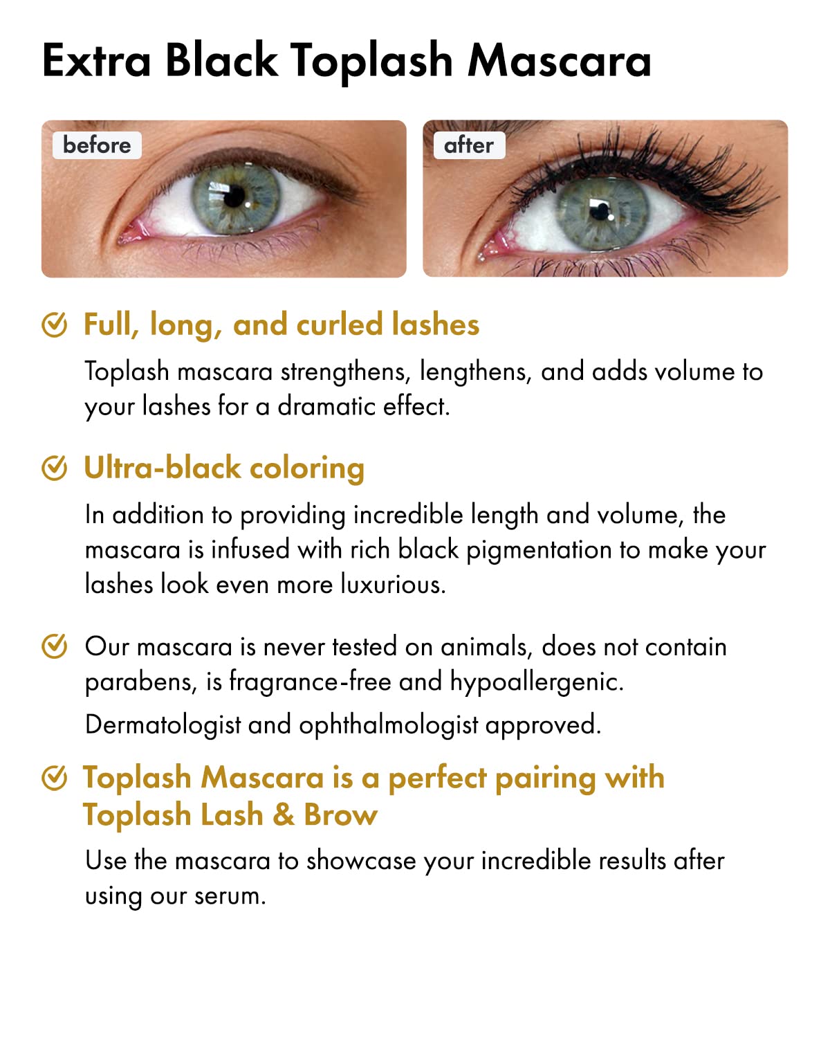 Toplash Extra Ebony Mascara with Keratin, Panthenol and Vitamin E Beauty & Personal Care Toplash