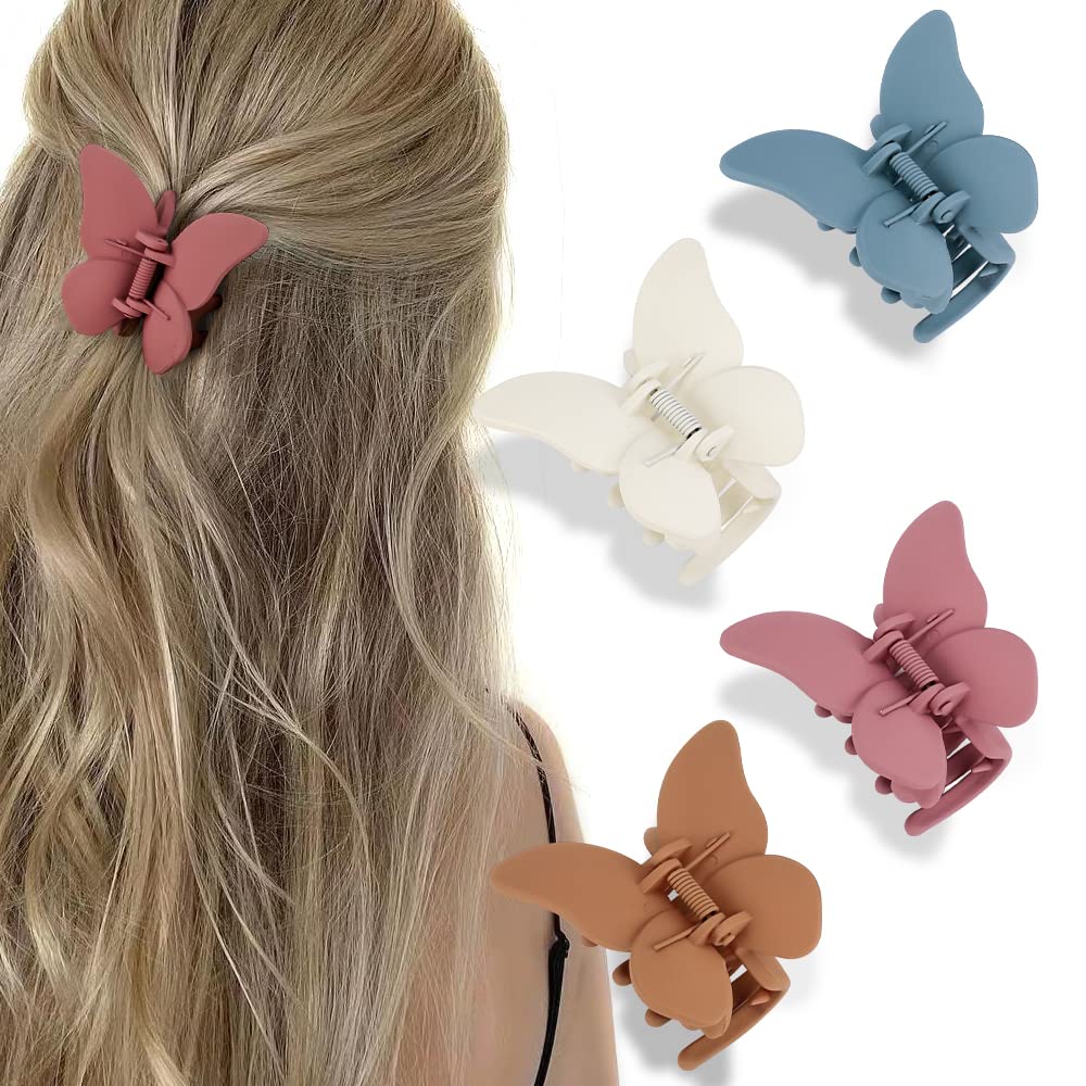 ATODEN Butterfly Hair Accessories - Matte Claw Clips for Women and Girls, 4Pcs 2.6" Hair Clamps and Jaw Clips for Thin to Medium Hair Beauty & Personal Care Atoden