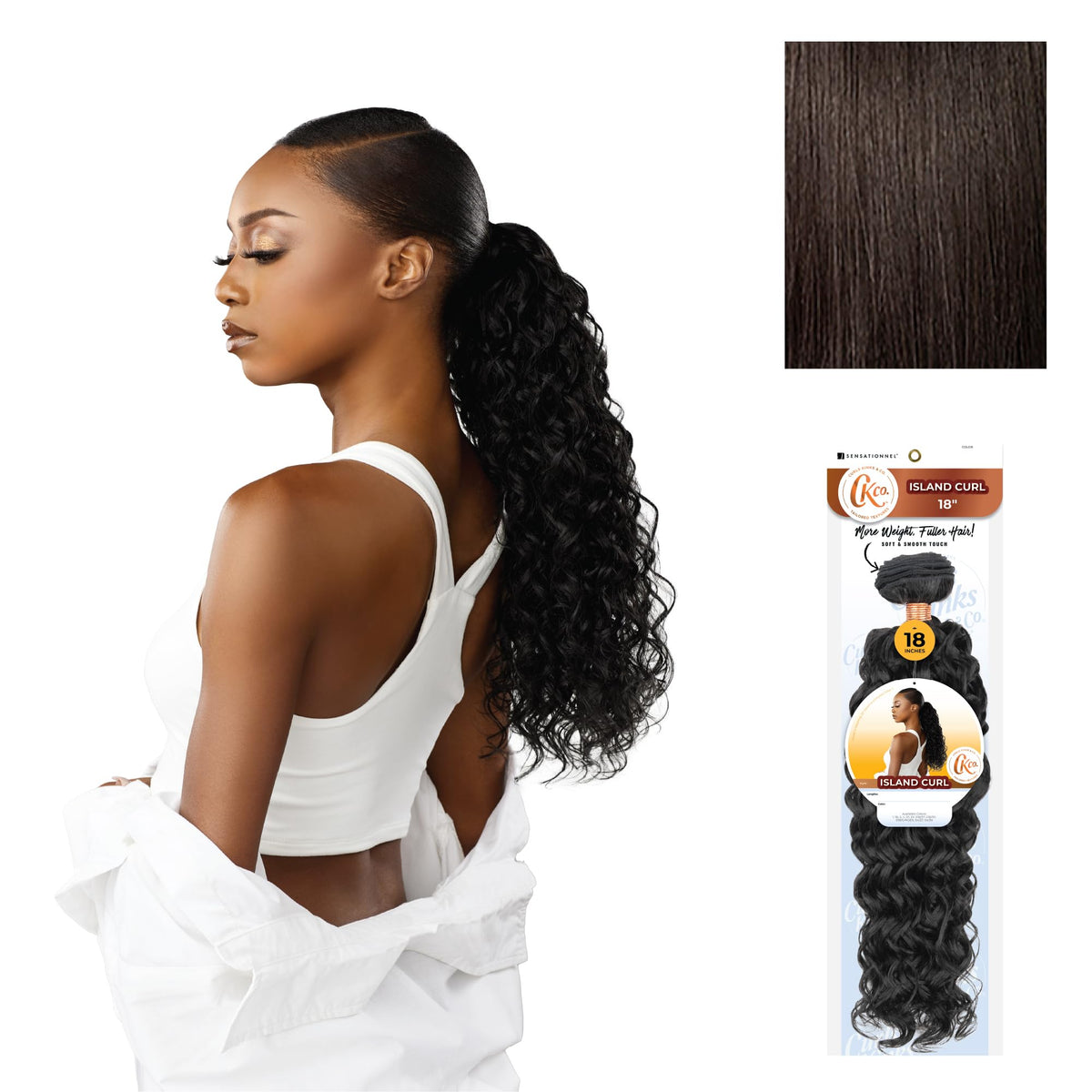 Sensationnel CKCO Synthetic Bundle-Island Curl,18 inch, 2 DARKBROWN