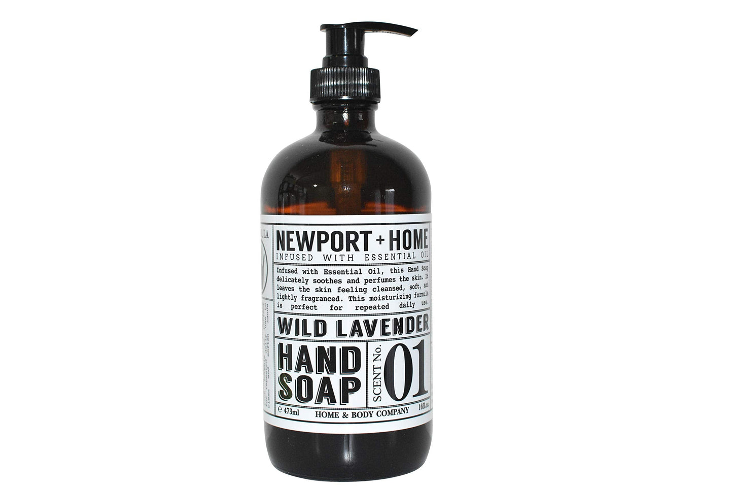 Newport Home and Body Co Hand Soap, Wild Lavender, 16 fl oz Glass Bottle Beauty & Personal Care Newport + Home Hand Soap Co