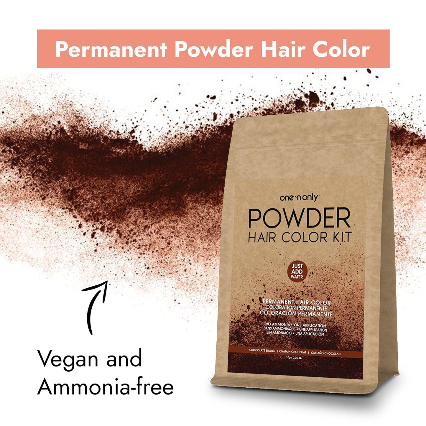 One N' Only Powder Hair Color Kit, Chocolate Brown, Permanent Color in Single Application, 100% Gray Hair Coverage without Lift, Just Add Water - No Beauty & Personal Care One 'N Only