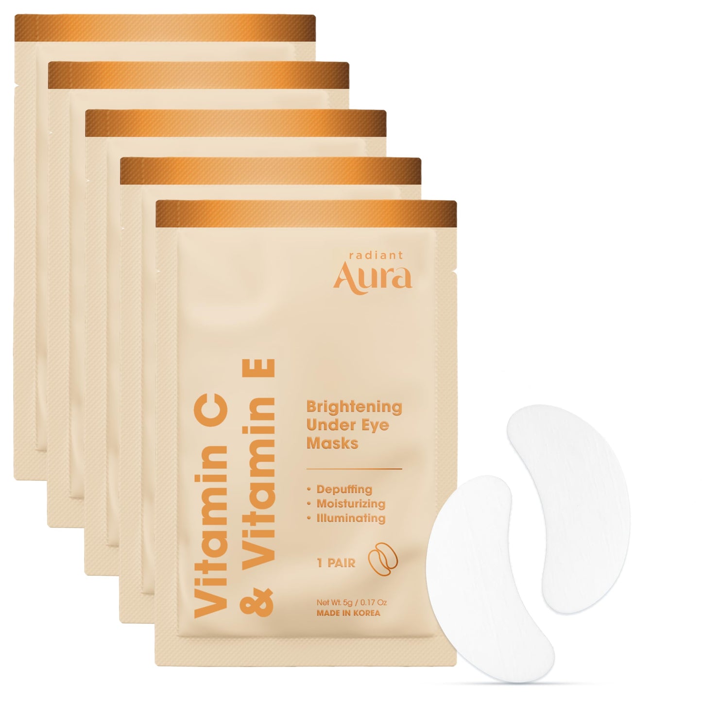 Radiant Aura Vitamin C & Vitamin E Under Eye Patches - Dermatologist Tested, Anti Aging, Korean Skin Care - Hydrates, Firms, Reduces Look Of Fine Beauty & Personal Care Radiant Aura