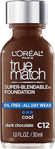 L’Oréal Paris Makeup True Match Super-Blendable Liquid Foundation, Dark Chocolate C12, 1 Fl Oz,1 Count Beauty & Personal Care L'Oreal Paris