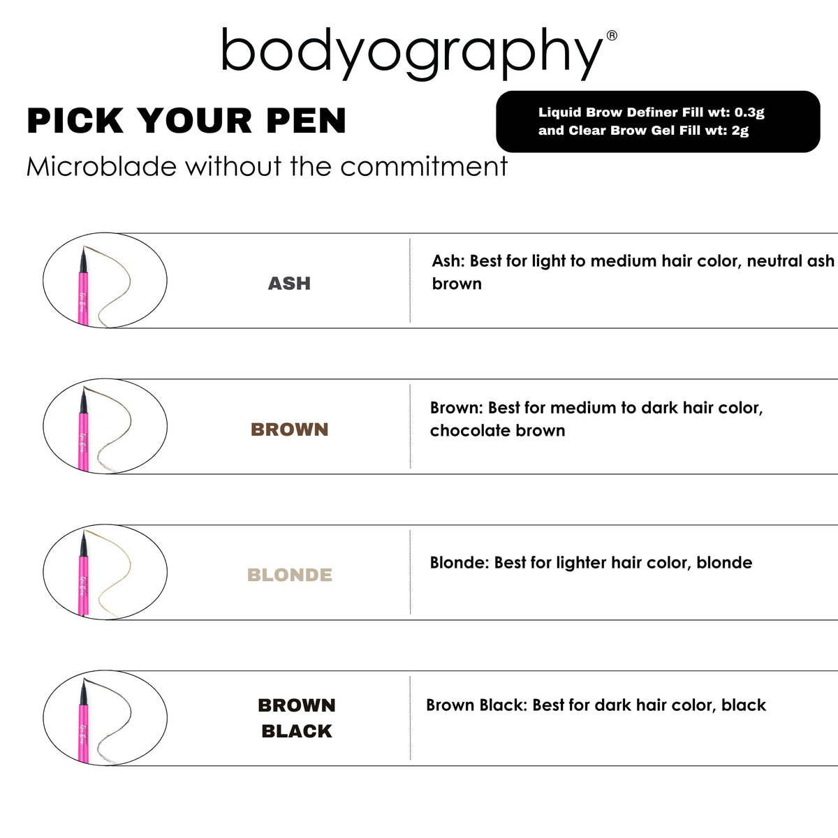 Bodyography Epic Brow Clear Brow Gel + Liquid Brow Definer | 2-in-1 Long-Wear Brow Shaper & Micro-Fine Pen | Hair-Like Strokes, Precise Definition… Beauty & Personal Care Bodyography