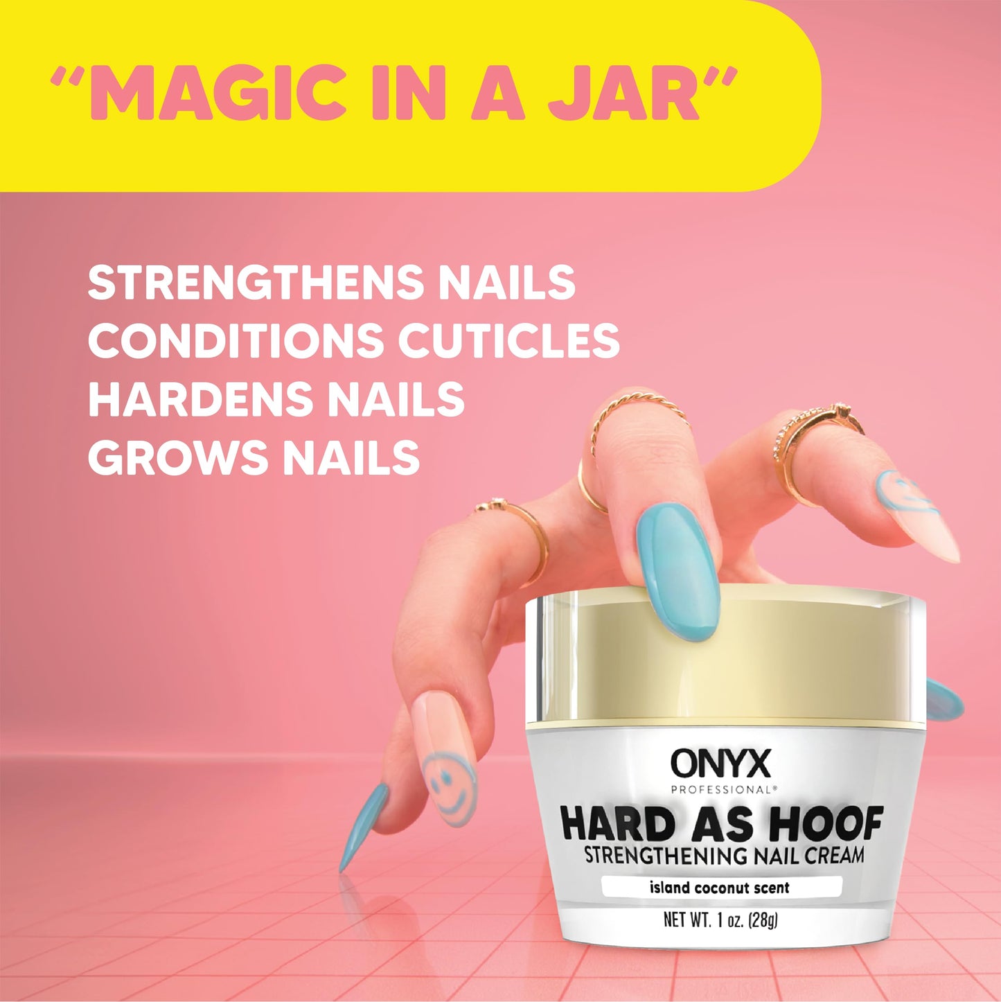 Onyx Professional Hard as Hoof Nail Strengthening Cream, Coconut Scent - Nail Growth and Conditioning Cuticle Cream Stops Splits, Chips, Cracks Beauty & Personal Care Onyx Professional
