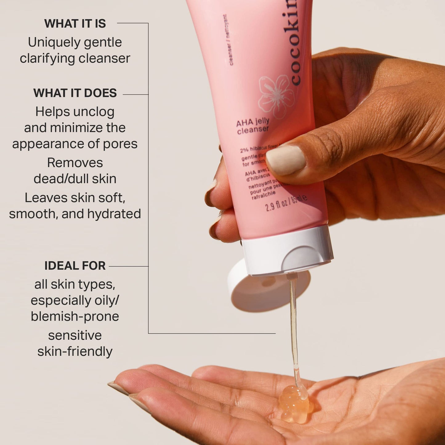 Cocokind AHA Jelly Cleanser, Gentle Face Wash and AHA BHA Cleanser with Hyaluronic Acid, Exfoliating Face Wash for Oily Skin Beauty & Personal Care Cocokind