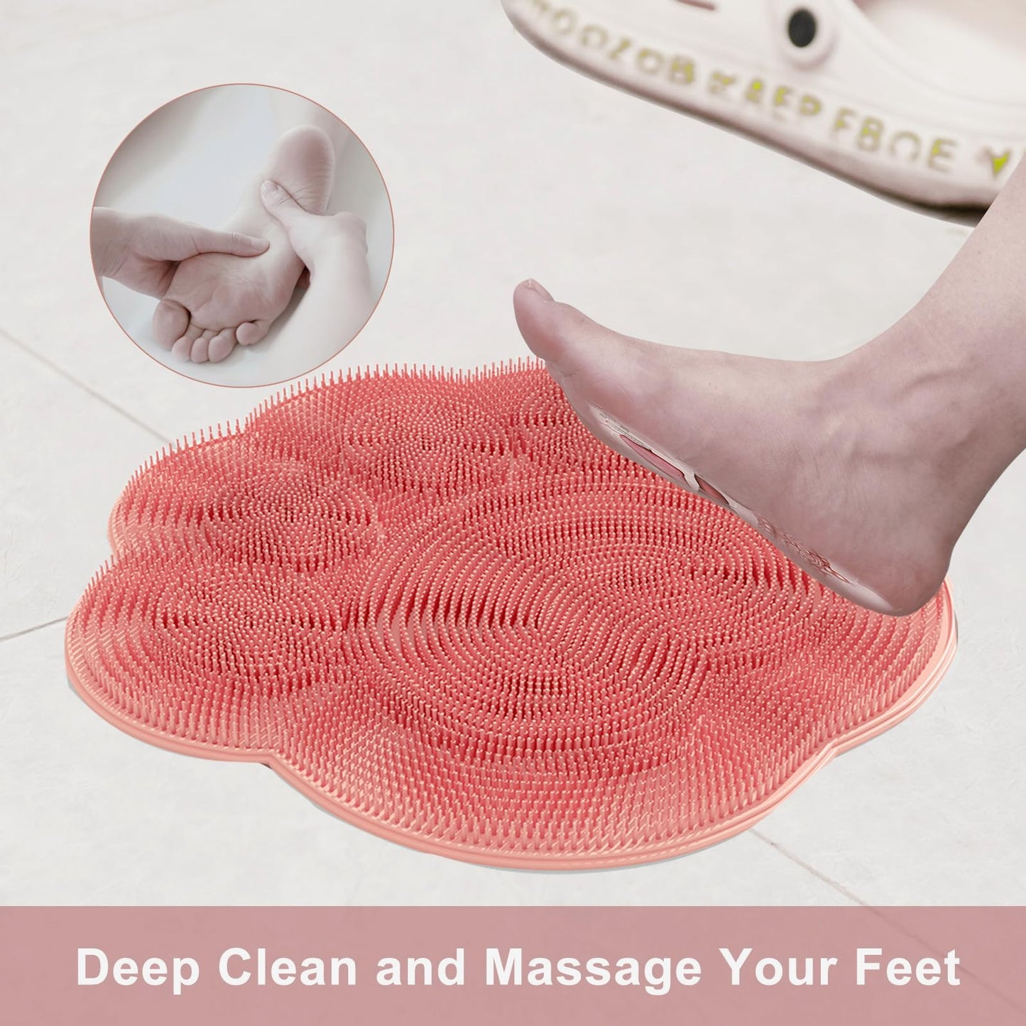 2 PC Silicone Body Scrubber Set,Foot Scrubber in Shower and Hand Held Silicone Face/Body Scrubber,Soft Wash Mitt,Shower Foot Scrubber Mat,Deep Beauty and Personal Care LMMYUN