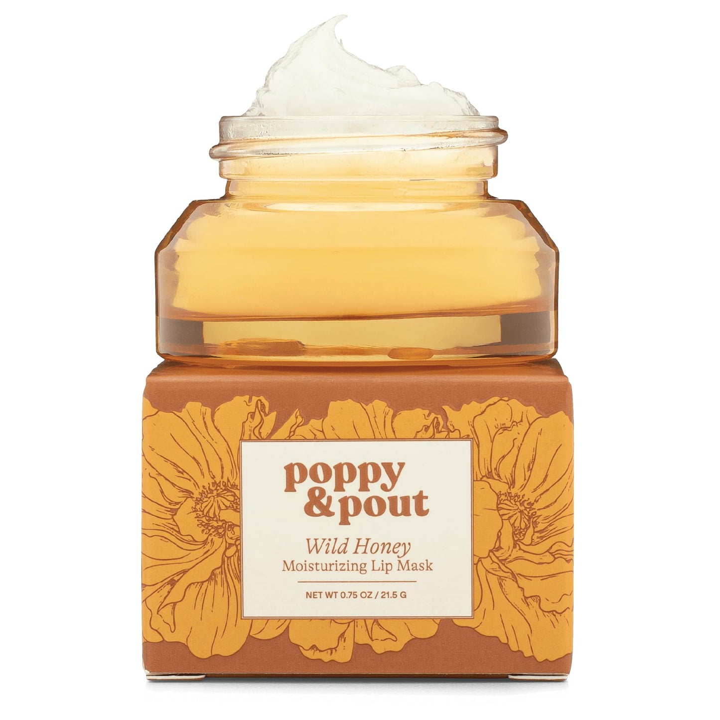 Poppy & Pout Wild Honey Overnight Lip Mask - Moisturizing Lip Balm Treatment with Shea Butter & Beeswax - Cruelty Free, Recyclable Glass Jar (0.65 oz) Beauty & Personal Care Poppy & Pout