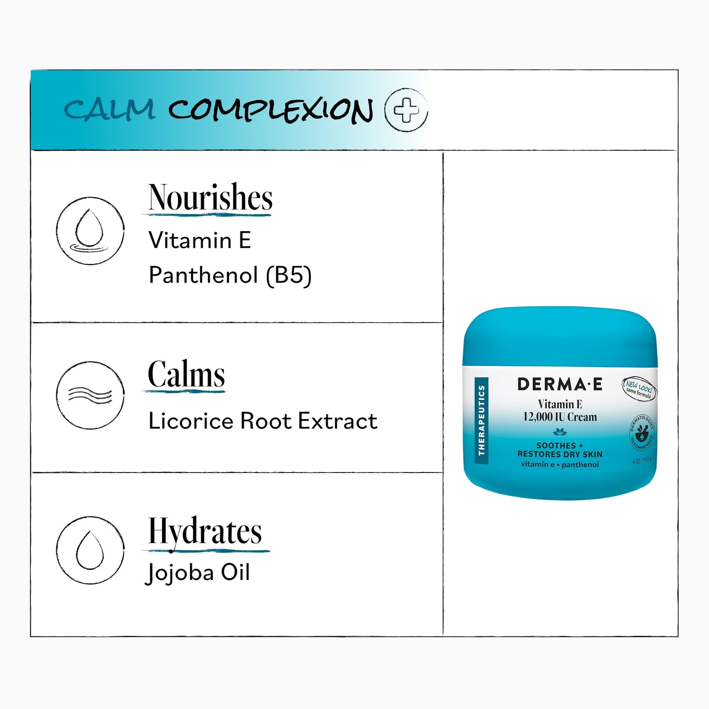 Derma E Vitamin E 12,000 IU Cream - Moisturizer for Face and Body - Multi-purpose Face Cream, Hand Cream and Body Lotion Soothes and Protects, 4 oz Beauty & Personal Care Derma E