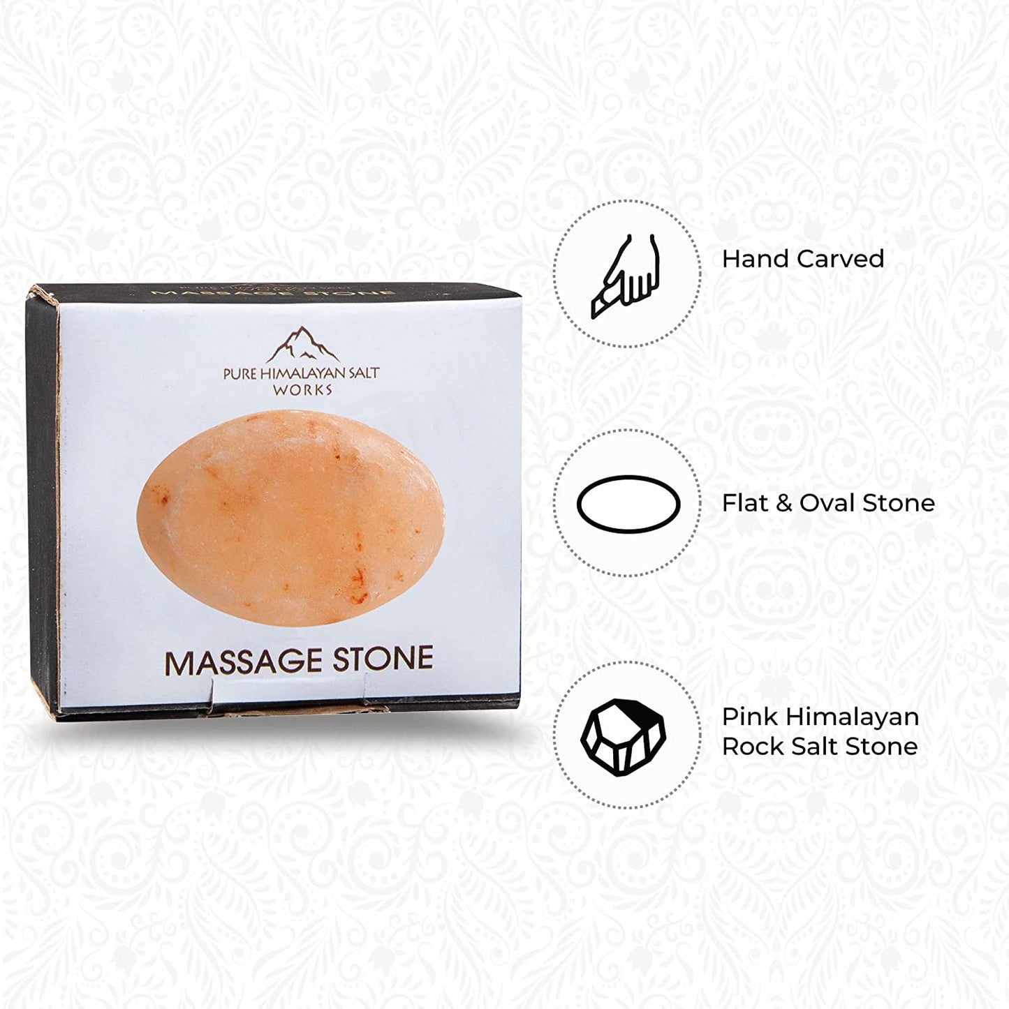 Pure Himalayan Salt Works Flat Oval Massage Stone, Pink Crystal Hand-Carved Stone for Massage Therapy, Deodorant and Salt and Sugar Scrubs, 2.5” W x Beauty and Personal Care Pure Himalayan Salt Works