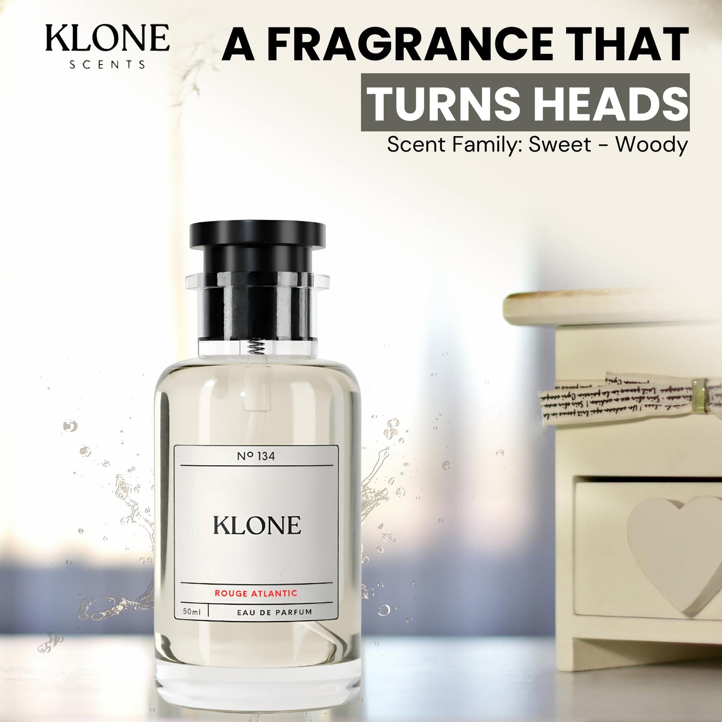 Klone Rouge Atlantic Eau de Parfum Scents (50ml) - Long Lasting Cologne for Men Inspired by Rouge - Skin Friendly Perfume for Men with Notes Beauty & Personal Care Klone