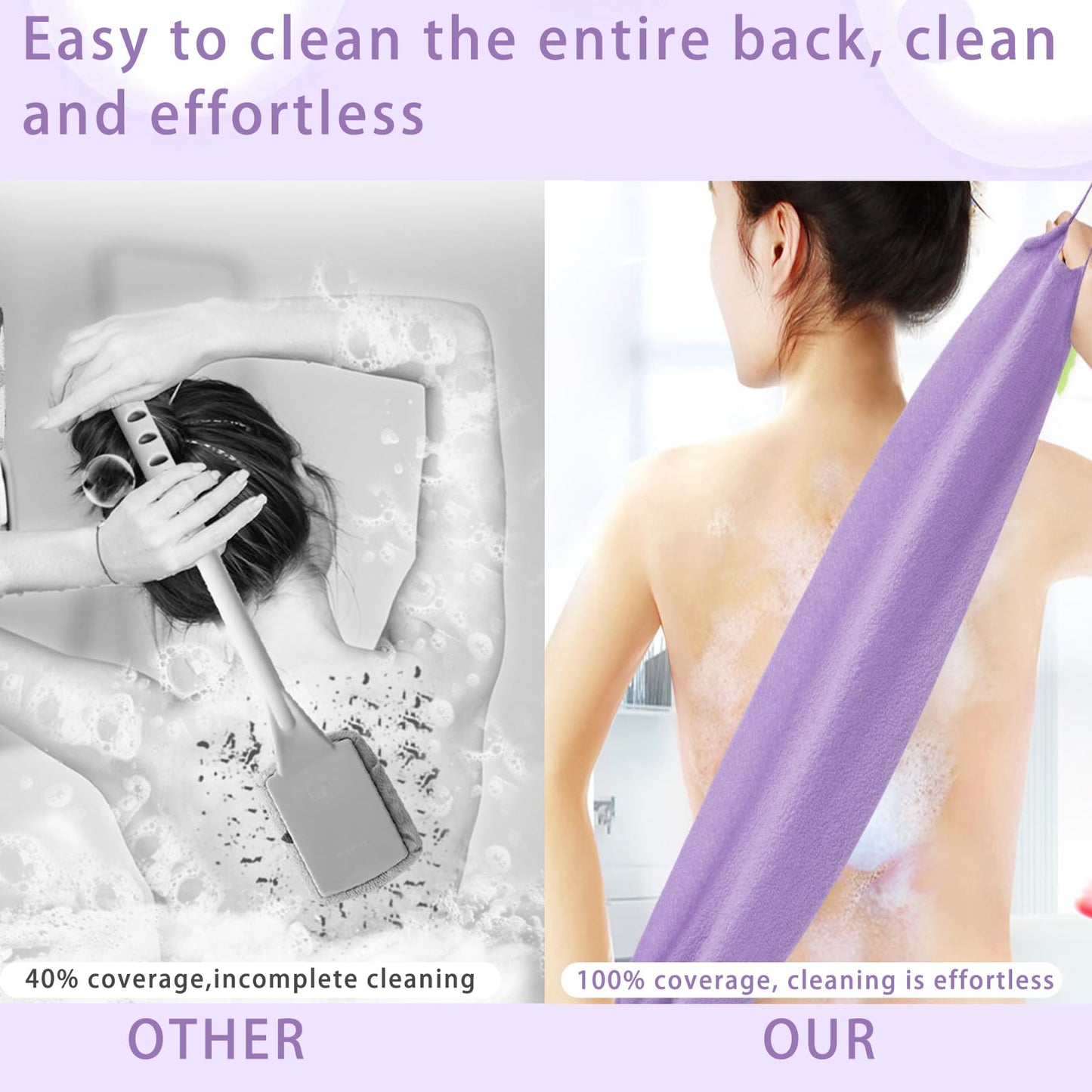 4Pcs Back Scrubber for Shower, Nylon Exfoliating Body Washcloth, Stretchable Back Scrubber With Handle, Back Washer for Women Men Beauty and Personal Care CANIPHA