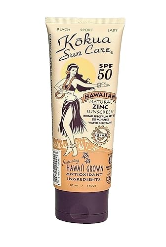 Kokua Sun Care Hawaiian Reef Safe Sunscreen SPF 50 | 3 oz | Zinc Oxide | Mineral Sunscreen | Face & Body | Moisturizing Sun Protection | Water Beauty & Personal Care Kokua Sun Care