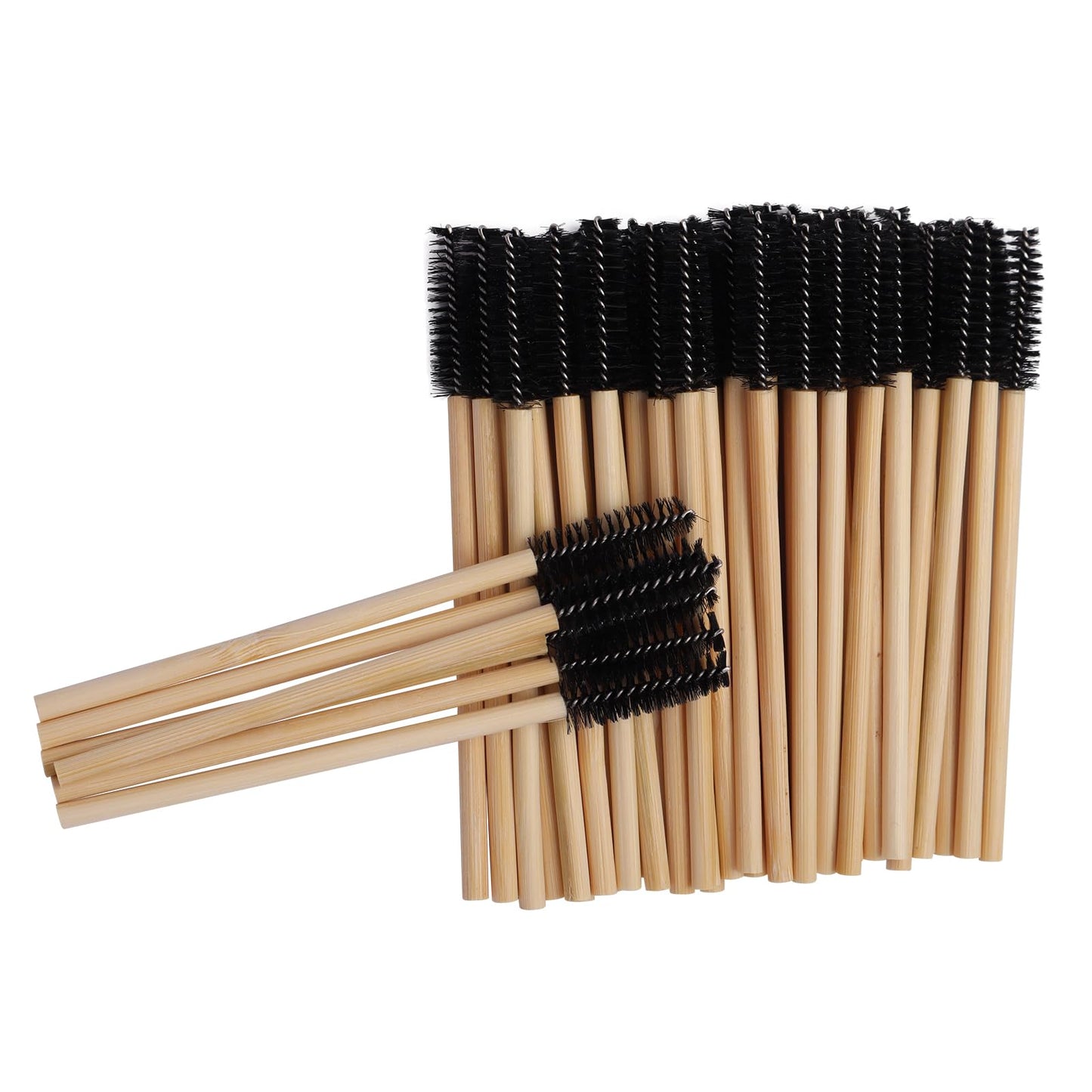 100pcs Bamboo Handle Eyelash Brush Disposable Comb Mascara Wands Eye Lashes Extension Applicator Eyebrow Brush (Black Color) Beauty & Personal Care Qundaoily