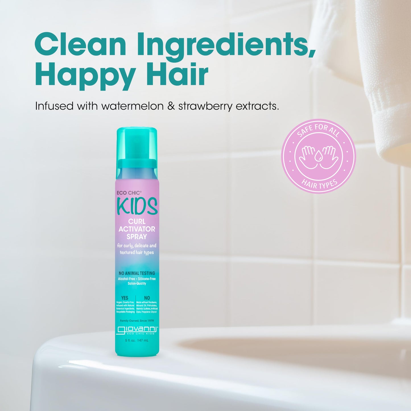 GIOVANNI Eco Chic Kids Curl Activator Spray - Curl Refresher Spray For Kids, Curl Refresher Spray For Curly Hair, Curl Revitalizer Spray For Curly Beauty & Personal Care GIOVANNI