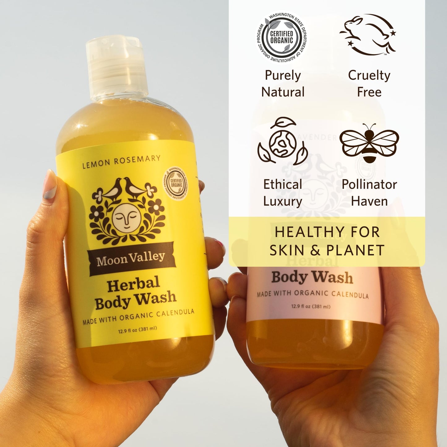 Herbal Body Wash, Lemon Rosemary by Moon Valley, All Natural Ingredients, No Parabens, Vegan, Moisturizing Essential Oils, Two Pack Beauty & Personal Care Moon Valley Organics