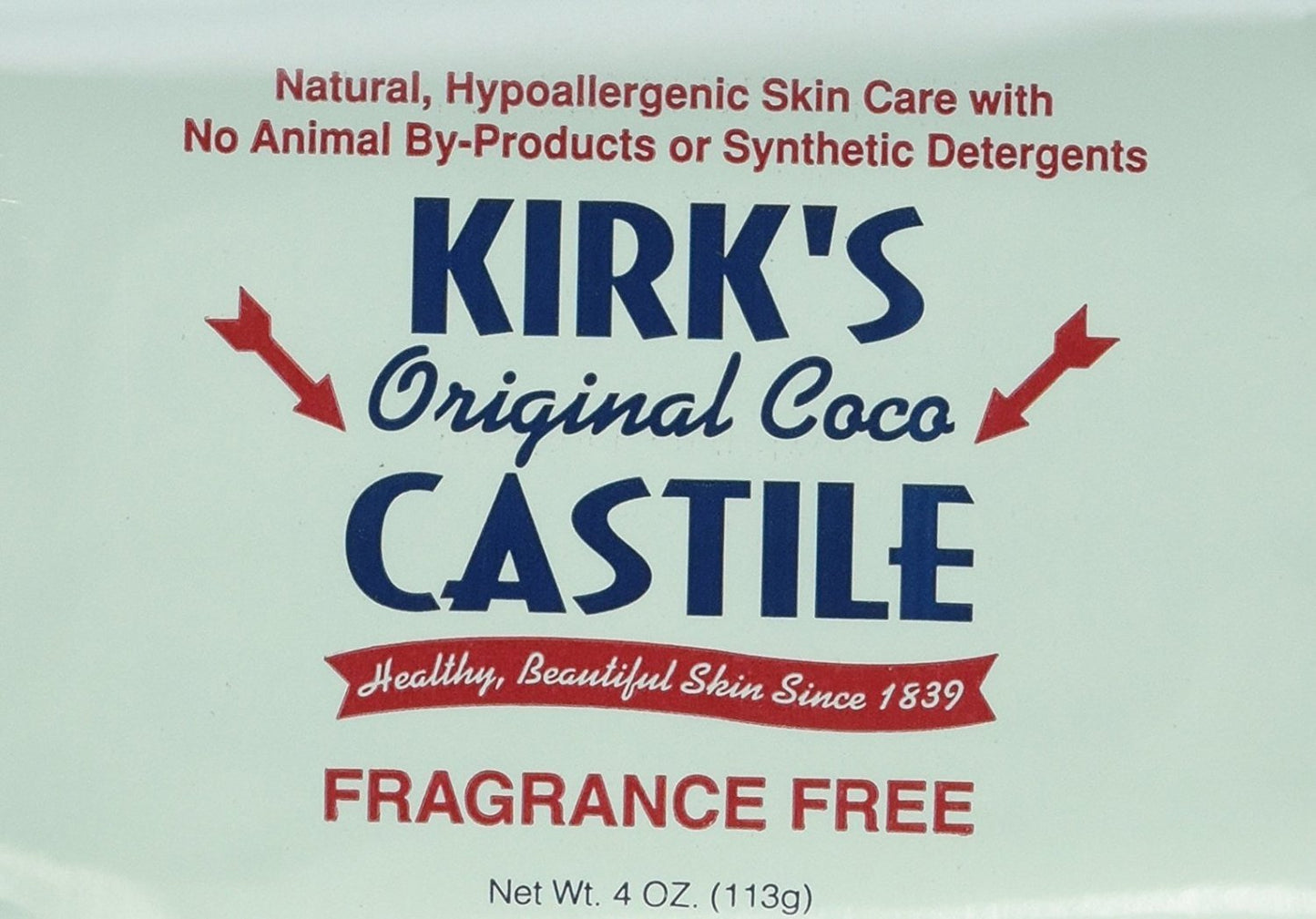 Kirk's Castile: Coco Castile Bar Soap, Fragrance Free 4 oz (2 pack) Beauty & Personal Care KIRK'S CASTILE