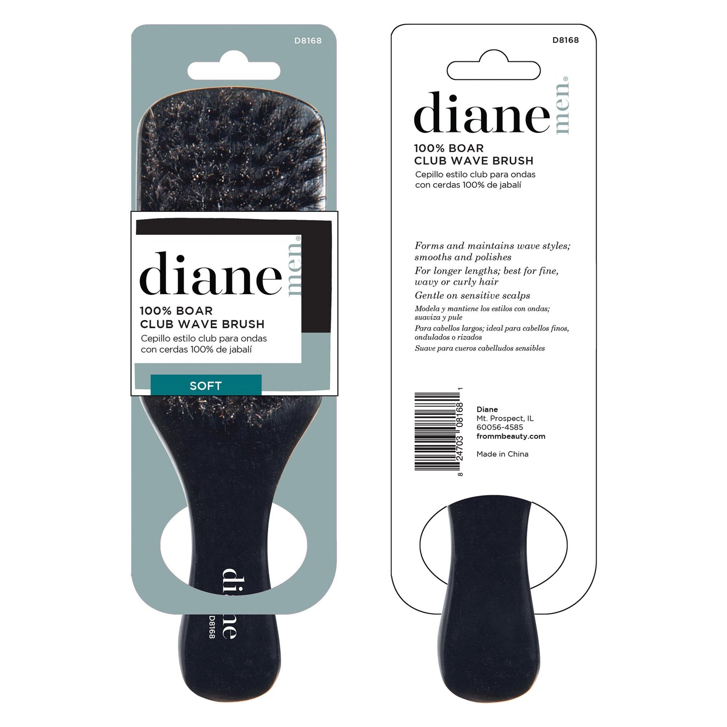 Diane 100% Boar Bristle Club Brush for Waves and Smoothing - Fine to Medium Hair Detangler for Men and Women, Shine Restorer, Soft on Scalp Beauty & Personal Care Diane