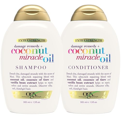 OGX Extra Strength Damage Remedy + Coconut Miracle Oil Shampoo & Conditioner for Dry, Frizzy or Coarse Hair, Hydrating & Flyaway Taming Conditioner Beauty & Personal Care OGX