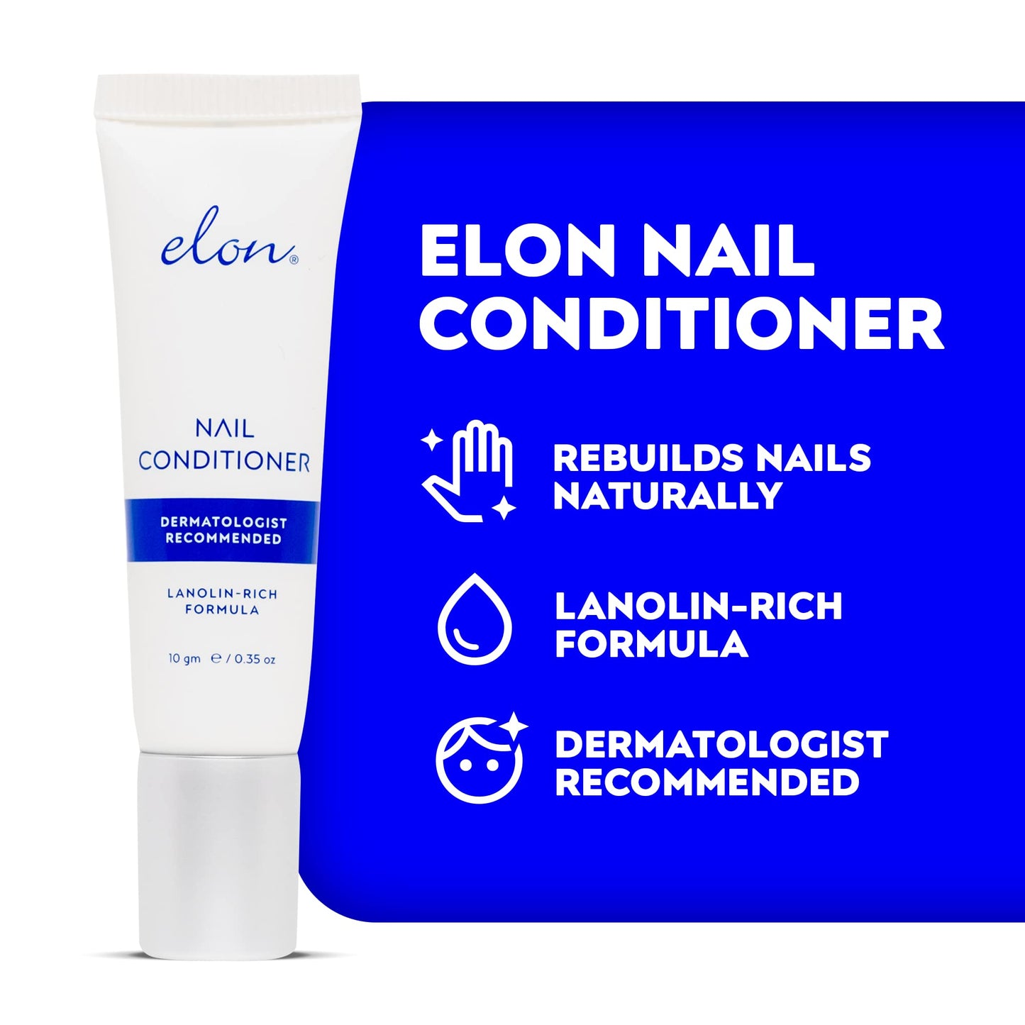 Elon Lanolin-Rich Nail Conditioner - Strengthens Nails, Protects Cuticles, Dermatologist-Recommended for Brittle & Damaged Nails (10g Tube) Beauty & Personal Care Elon