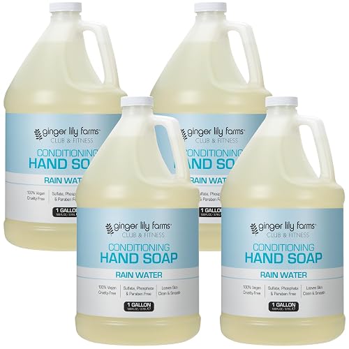 Ginger Lily Farms Club & Fitness Conditioning Liquid Hand Soap Refill, 100% Vegan & Cruelty-Free, Rain Water Scent, 1 Gallon (Pack of 4) Beauty & Personal Care Ginger Lily Farms