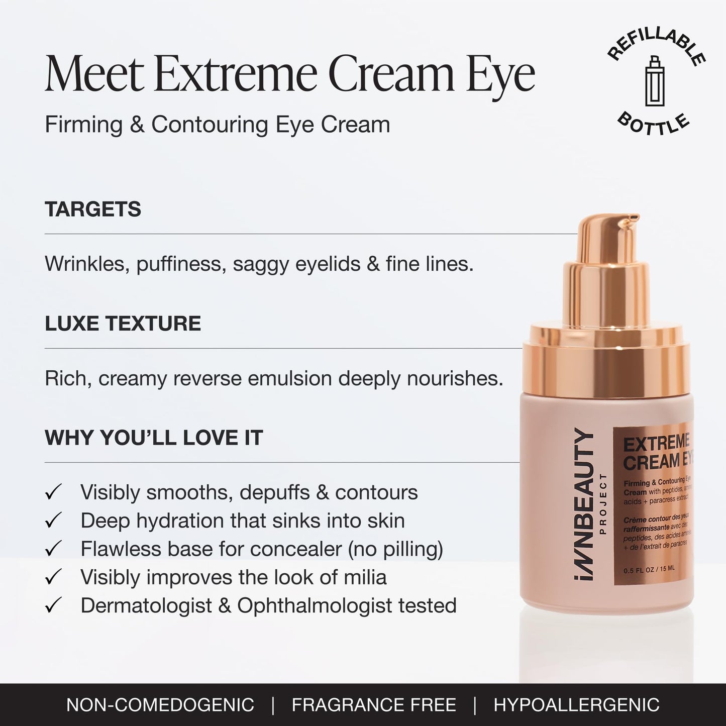 Innbeauty Project Extreme Cream Eye Firming & Contouring Eye Cream with Peptides & Botanicals, Refillable 0.5 OZ (15ml) Beauty & Personal Care Innbeauty Project