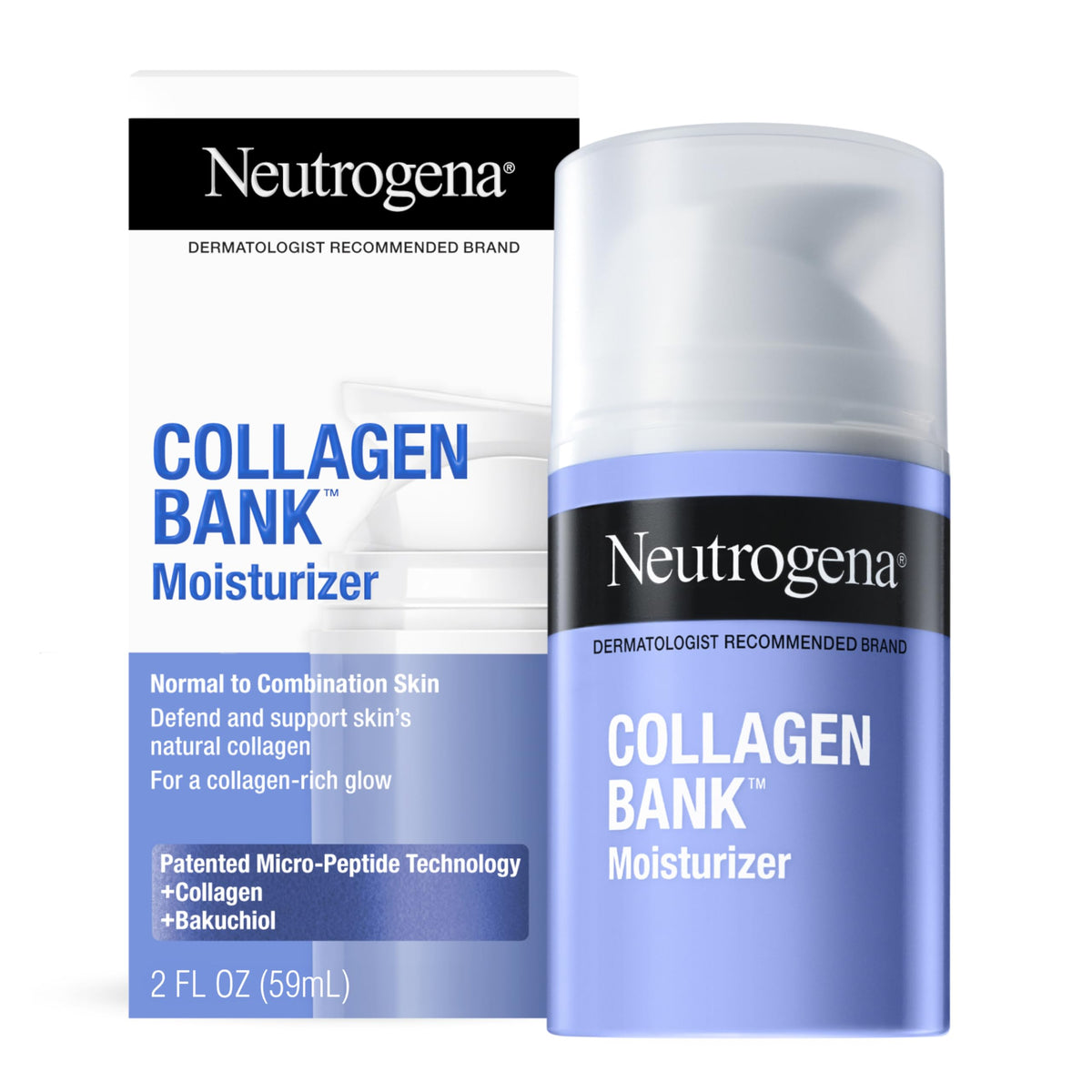 Neutrogena Collagen Bank Face Moisturizer, Daily Anti-Aging Face & Neck Firming Collagen Cream, Bakuchiol & Micro-Peptides Face Lotion, Support Skin’s Beauty & Personal Care Neutrogena