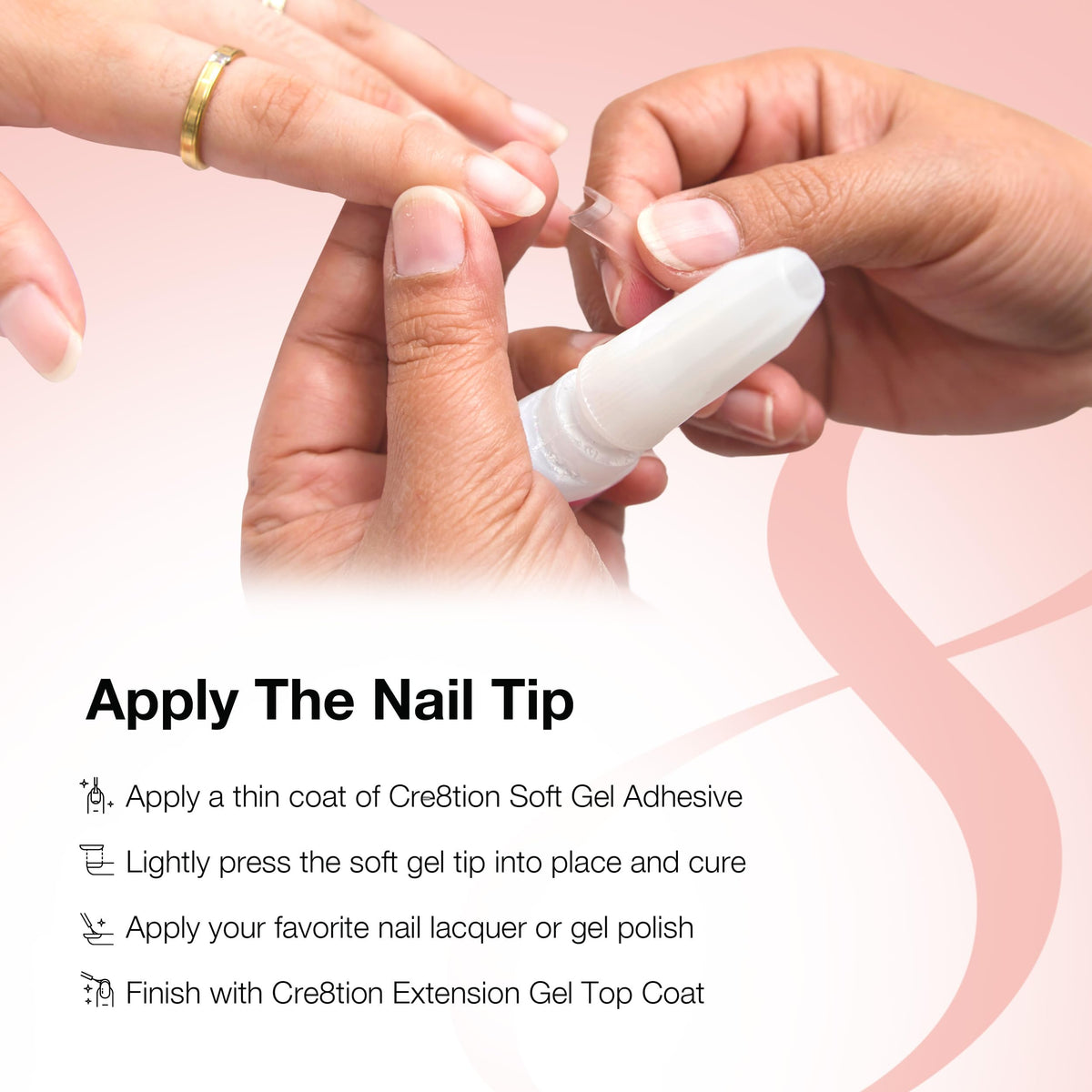 Cre8tion Extend Gel, Soft Gel Tip Adhesive, No-Heat Cure, 0.5 Fl Oz