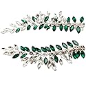 BETITETO Wedding Hair Clip Combs, 2Pcs Red White Green Rhinestone Bridal Hair Vine Piece Accessories for Women Girls Party Birthday (Green) Beauty & Personal Care BETITETO